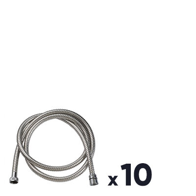 Lot de 10 flexibles double agrafage - ODYSSEA - Chromé écrou libre - 1,5 m