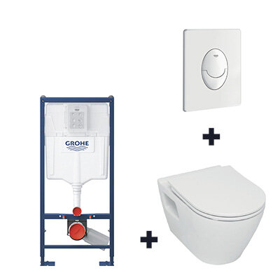 Pack WC Bâti-support GROHE - Cuvette suspendu SIDER - Sans bride - Plaque de commande double touche