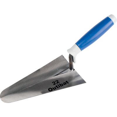 Truelle italienne ronde acier - Outibat - Manche bi-matière - Longueur 22 cm