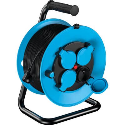 Enrouleur professionnel - Dhome - 4 prises 2P+T avec clapet - Câble H07 RN-F 3G2,5 mm² - L. 20 m