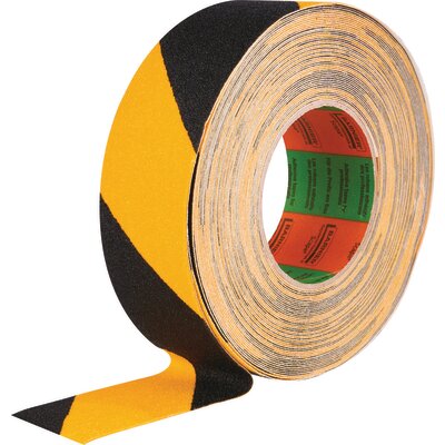 Ruban de marquage adhésif antidérapant - 18 m x 50 mm - Noir et Jaune