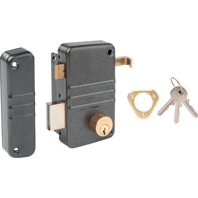 Serrure en applique gris anthracite gauche à tirage - Clé I - Axe à 45 mm - City 5G - Iséo