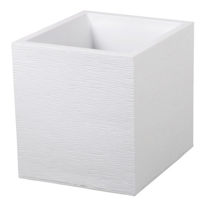 Pot plastique carré Graphit Eda - 31 l - Blanc cérusé