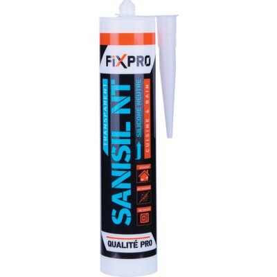Mastic silicone neutre - FIXPRO - Sanisil NT - Transparent