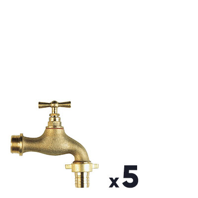 Lot de 5 robinets à tête potence M1/2" - M3/4 - laiton brut - Watts industries