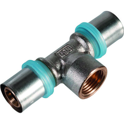 Raccord à sertir en T avec raccordement gaz - Multi couche - RBM - F 1"