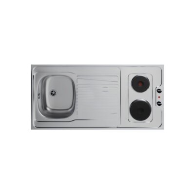 Evier de cuisinette - NORD INOX - 1200x600 mm - Une cuve - Avec plaque de cuisson