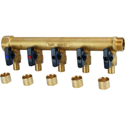 Collecteur avec vannes PER à glissement - GRK - M/F - 3/4" - Ø 16 mm - 5 sorties