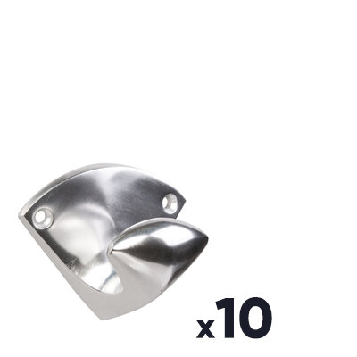 Lot de 10 patères en alu poli arrondie - Duval