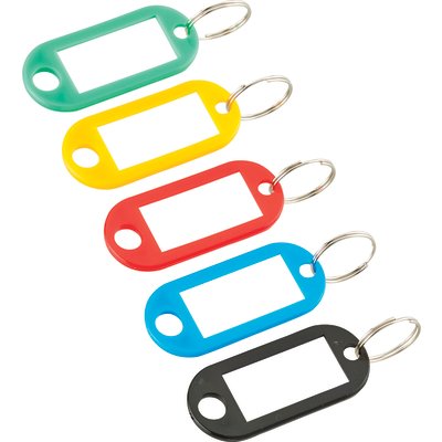 Porte-clés étiquette avec fenêtre - Plastique - Assortiment de couleurs - Deux de chaque couleur