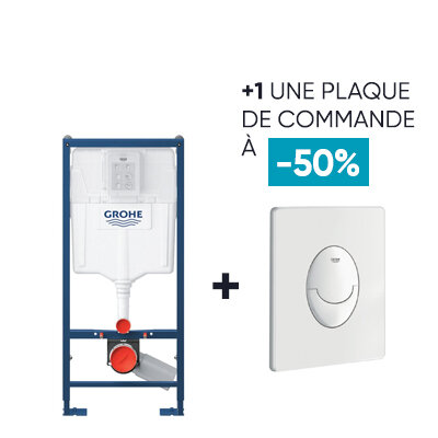 Bâti-support autoportant - GROHE PRO - Rapid SL - Avec plaque de commande Skate Air blanche