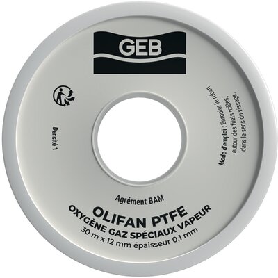 Ruban PTFE - GEB - Pour oxygène, gaz et vapeur