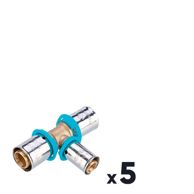 Lot de 5 raccords T réduit PER - SIDER - SidPress - A sertir - F16-12-16mm