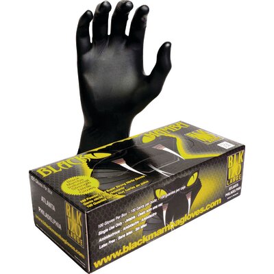 Gants nitrile jetable - BLACK MAMBA - Résistant aux déchirures - Boites de 100 - Taille9/10