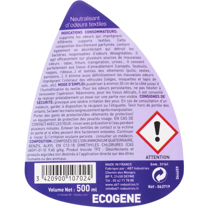 Neutralisant d'odeurs Ecogène - Pulvérisateur 500 ml-3