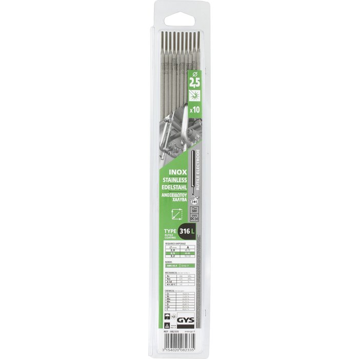 Electrode inox Gys - Diamètre 2,5 mm - Vendu par 10