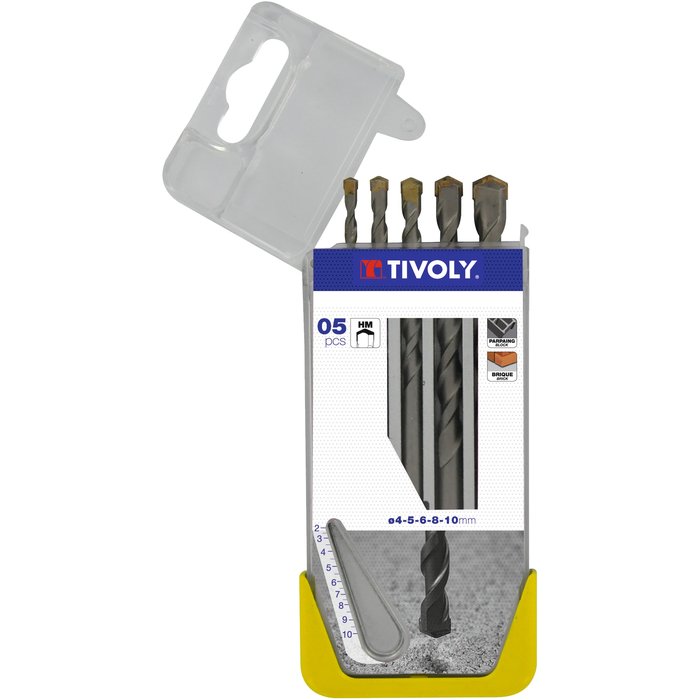 Coffret forets béton carbure usage fréquent - Tivoly - 5 forets - Ø 4 à 10 mm
