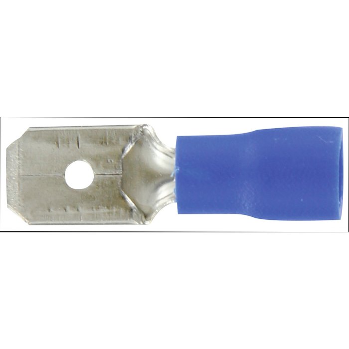 Clip pré-isolé - Mâle - Dhome - Section de 1,5 à 2,5 mm² - Ø 6,35 mm - Bleu - Sachet de 10-3