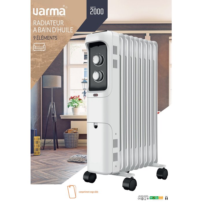 Radiateur bain d'huile - VARMA - Ingaro - Blanc - 2000W-5