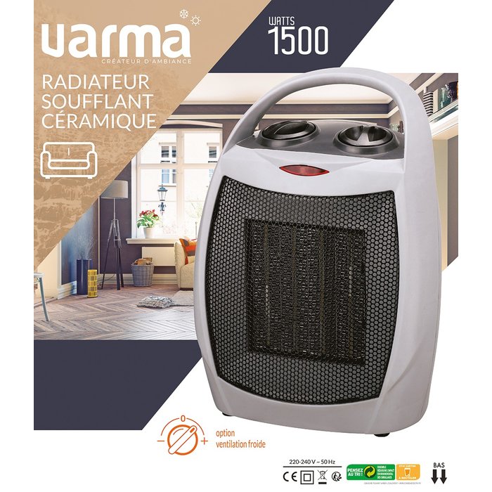 Radiateur soufflant mobile - Trøm - Varma - 1500 W - Céramique - Avec ventilation froide - Gris-5