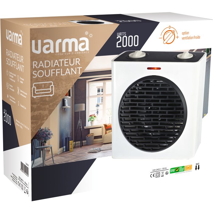 Radiateur soufflant mobile - Alsten - Varma - 2000 W - Avec ventilation froide - Blanc et noir-5
