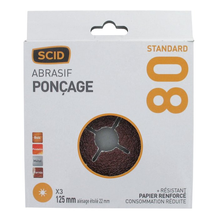 Disque abrasif alésage étoilé 22 mm - SCID - Diamètre 125 mm-2