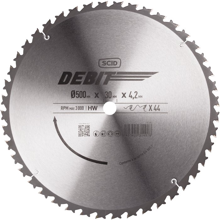 Lame type RBK pour machines stationnaires SCID - Epaisseur 4,2 mm - 44 dents - Diamètre 500 mm - Alésage 30 mm-1