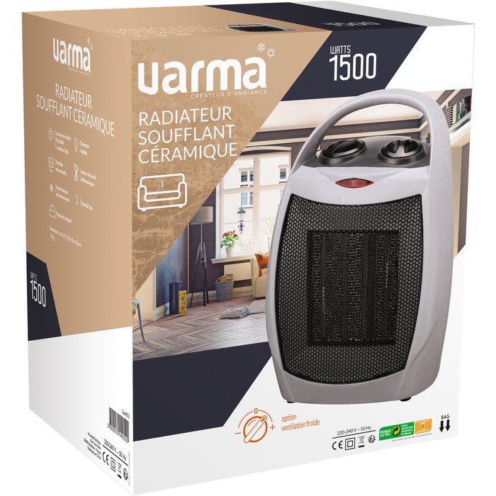 Radiateur soufflant mobile - Trøm - Varma - 1500 W - Céramique - Avec ventilation froide - Gris-6