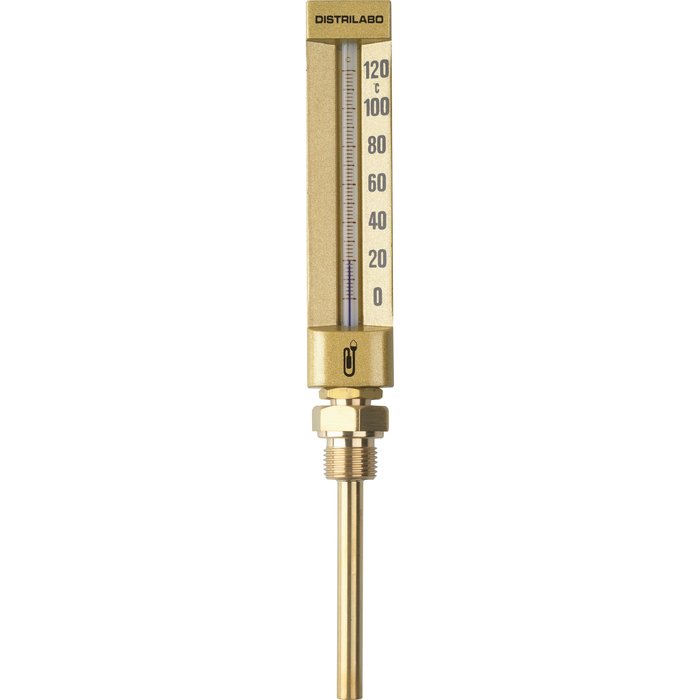 Thermomètre droit boîtier aluminium pour chauffage - 100 mm - Distrilabo