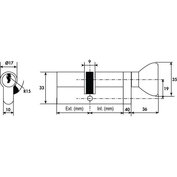 Cylindre à bouton laitonné s'entrouvrant n° 48563B - B30 x 30 mm - TE5 - Tesa-1