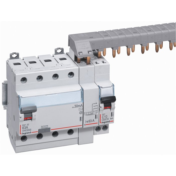 Interrupteur tétrapolaire DX³ ID - Type AC - 40 A - 5 modules - Connexio vis / auto - Arrivée haut / départ bas - Legrand-1