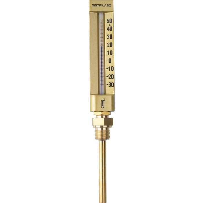 Thermomètre droit boîtier aluminium pour climatisation - 100 mm - Distrilabo