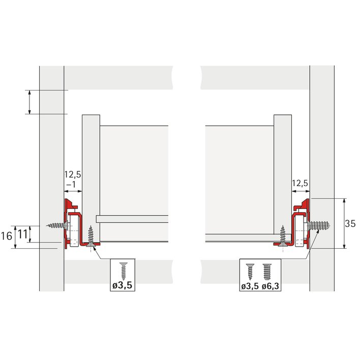 Coulisse 25 kg pour tiroir en bois (la paire)-1
