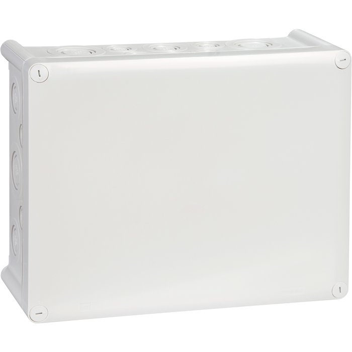 Boîte grise rectangulaire - 180 x 140 mm - 20 embouts - Presse étoupe - Plexo - Legrand-1