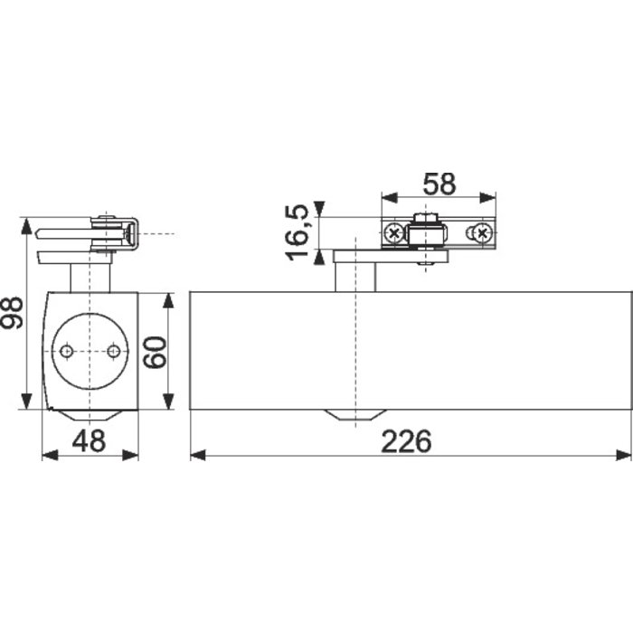 Corps TS 2000 V force 2 à 5 - GEZE- Argent-1