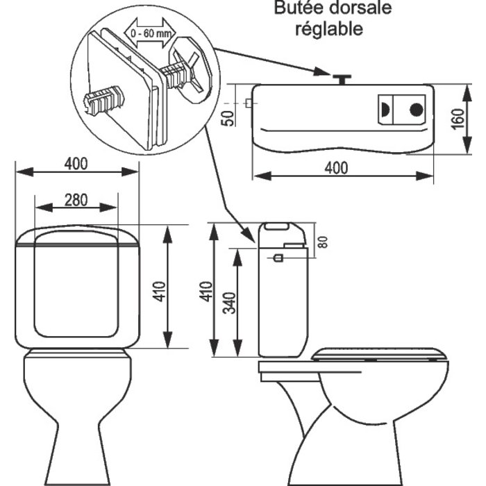 Réservoir WC - BI FLO - Regiplast - Double débit - Bas-2
