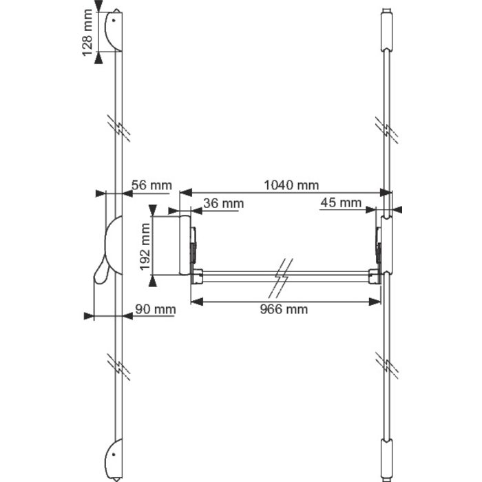 Serrure anti-panique - Exem - Cross Bar 2000 - 2 points verticaux - Noire-1