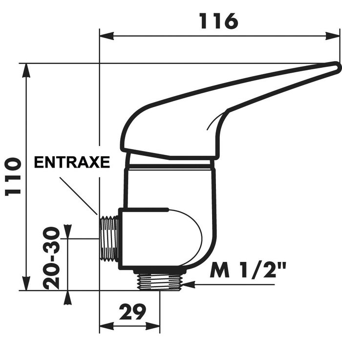 Mitigeur de douche - entraxes 100 à 120 mm - Delabie-1