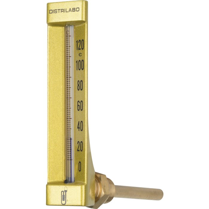 Thermomètre coudé boîtier aluminium pour chauffage - 100 mm - Distrilabo