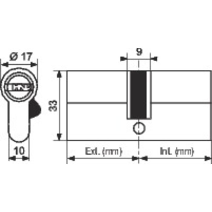 Cylindre 2 entrées ISR6 - Exem - Laiton nickelé - S'entrouvrant avec clé N°ABC015302 / ADE008880-1