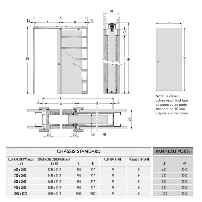 Châssis de porte coulissante pour cloison-1