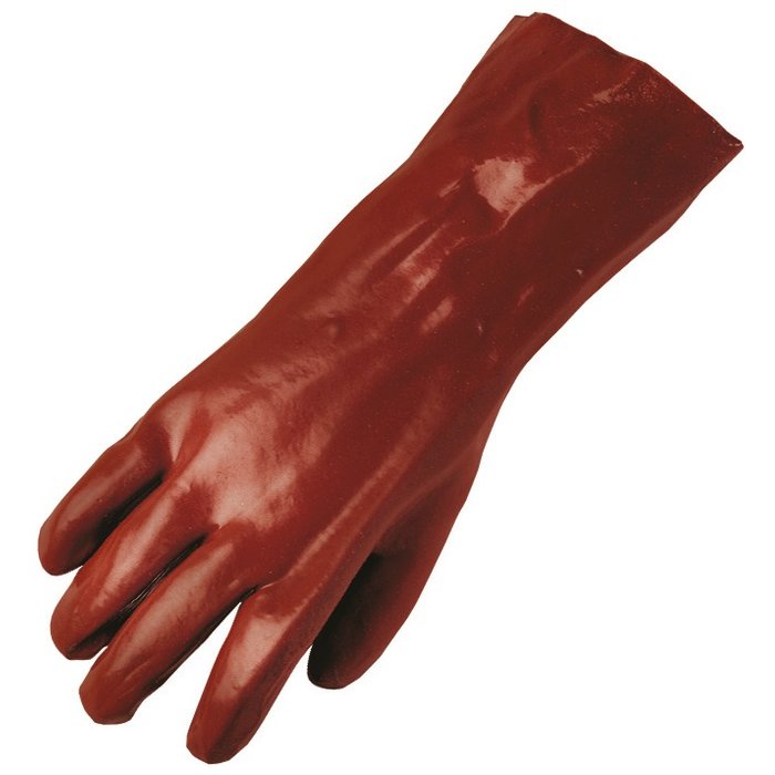 Gants de protection - Protection chimique - PVC - Rouge - Longueur 360 mm