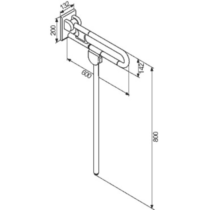 Barre d'appui rabattable avec pieds escamotable- Normbau - Diamètre 34 mm - (LxH) 600.800 mm - Nylon-1