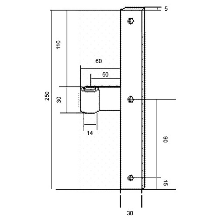 Penture centrale noire - 250 mm - Diamètre  14 mm - Torbel industrie-1