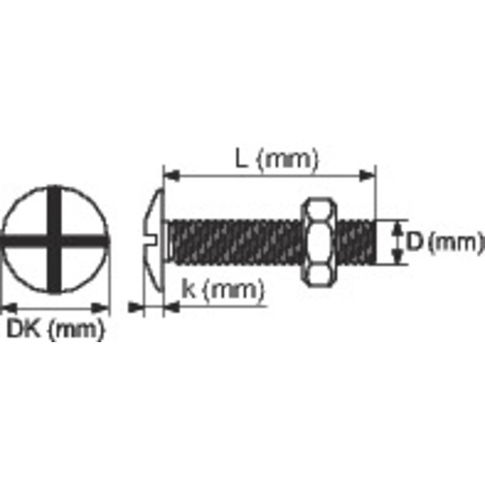 Boulon poêlier - Vissal - Tête large ronde - Acier zingué-1