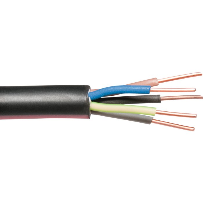 Câble rigide industriel U1000 R2V noir - 5G6 mm² - Au mètre - Lynelec