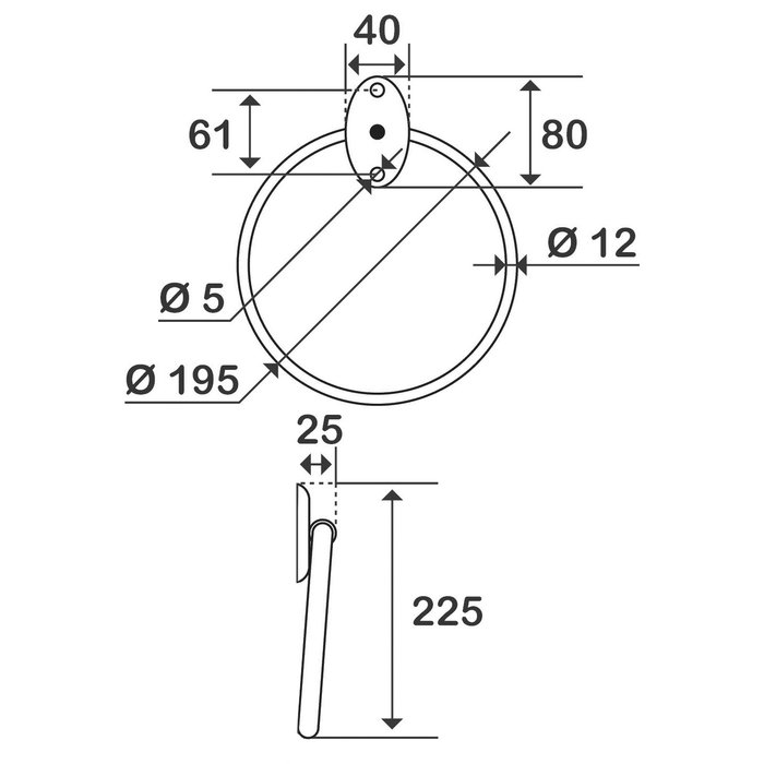 Porte-serviette - anneau acier époxy - Ø 220 mm - Pellet ASC-1