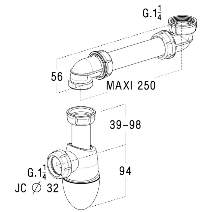 Siphon de lavabo à culot déporté - 1"1/4 - Ø 32 mm - Easyphon - Nicoll-1