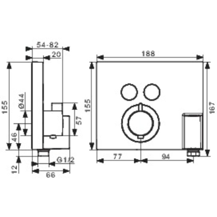 Set de finition mitigeur thermostatique ShowerSelect E encastré - Fixfit et porter intégrés-1