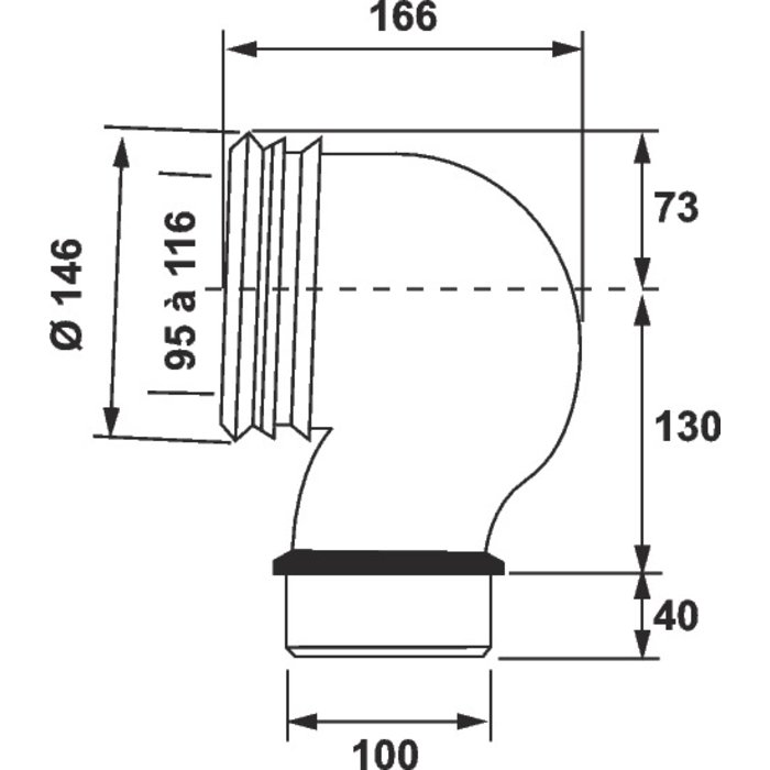 Pipe WC - NICOLL - Verticale - Ø 95 à 116mm-1